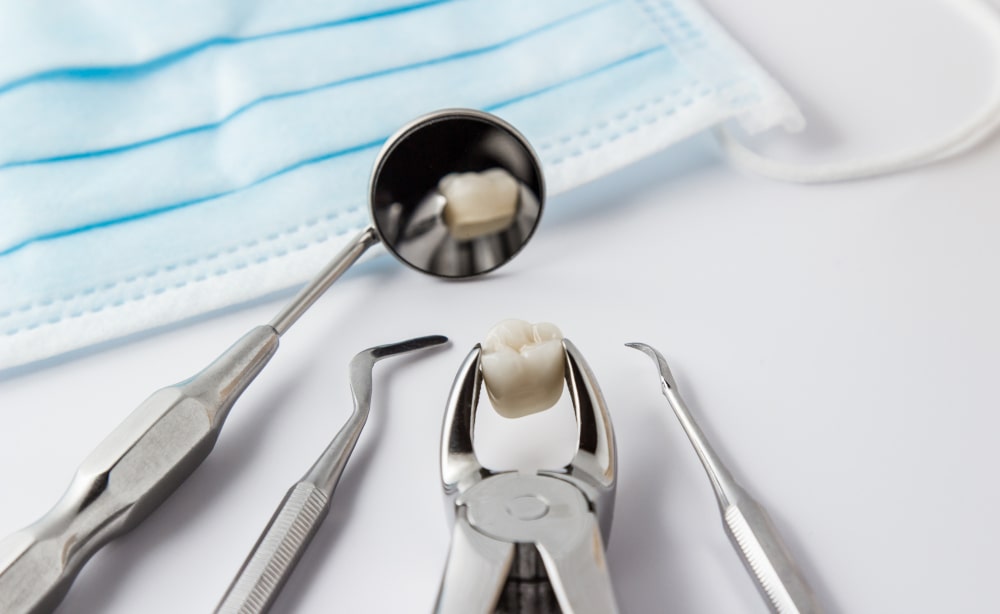Dental Tools Prepared for Wisdom Tooth Removal Close-up of dental tools for wisdom tooth extraction on a clinic tray